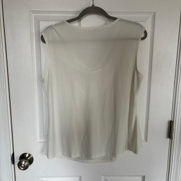 Dressbarn Sleeveless Drape Neck Blouse White XL - Picture 6 of 7